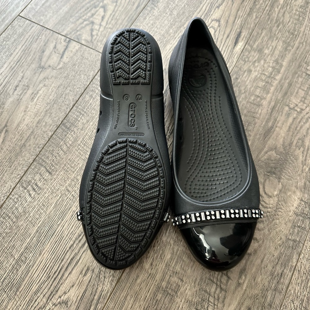 CROCS Cap Toe Rhinestones Ballet Flat/ Shoes Sz 8 - Picture 7 of 9
